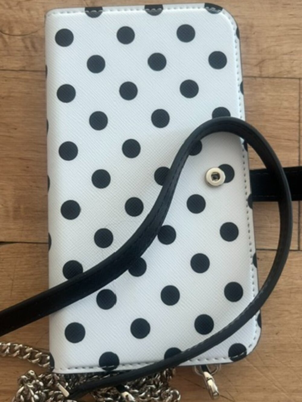 Kate Spade Black & White Polka Dot Crossbody Phone Case 12 pro